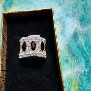 Elegant Silver and Black Crystal Ring Brand :Camille Lucie